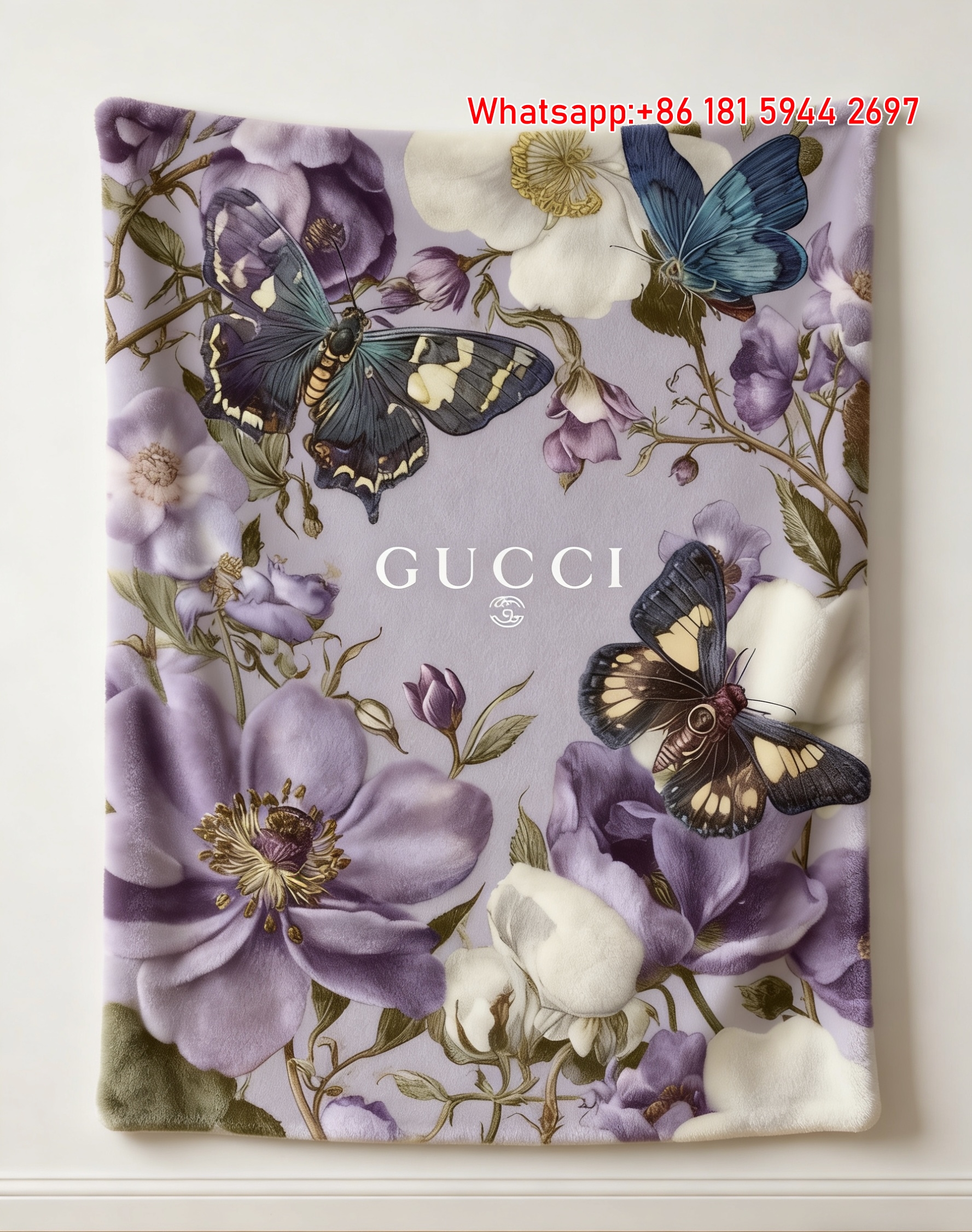 Gucci Lavender Floral Gucci Floral & Butterfly Art throw blankets IMG_2781
